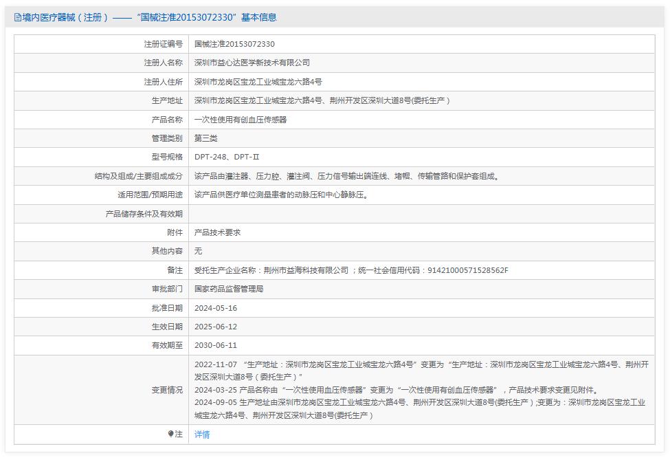 益心达一次性使用血压传感器DPT-248、DPT-Ⅱ 益心达一次性使用血压传感器DPT-248、DPT-Ⅱ